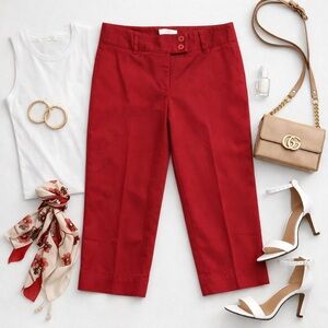 LOFT Petites Marisa Cropped Pants in Deep Red